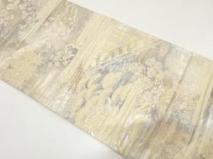 屋敷風景模様織り出し　袋帯